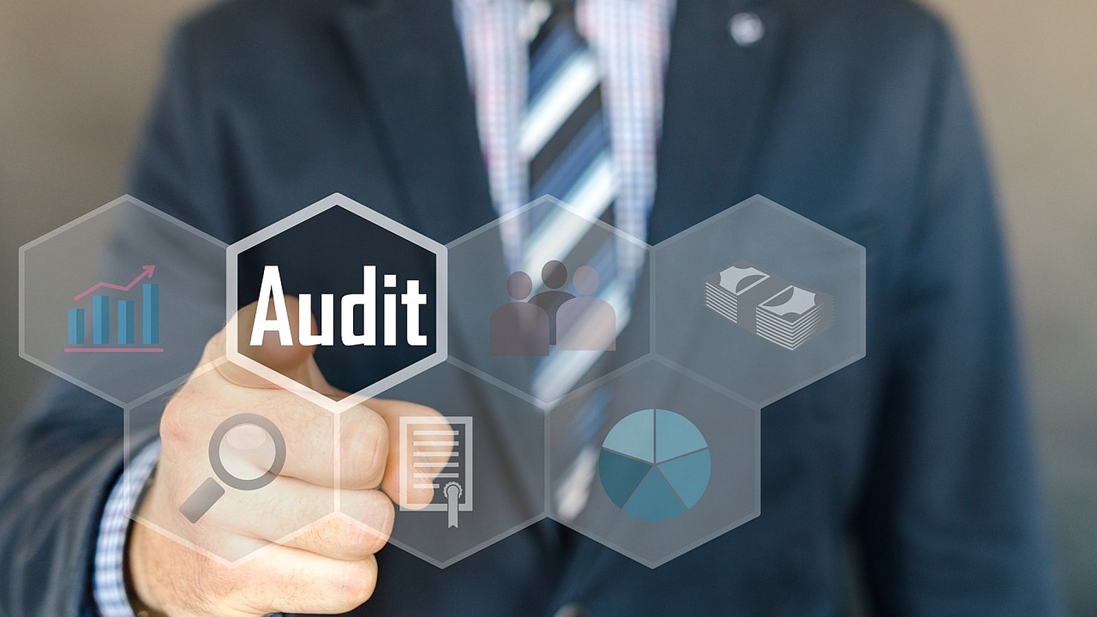 Digitale Icons für Audit, Prüfung, Inspektion, Untersuchung, Buchhaltung